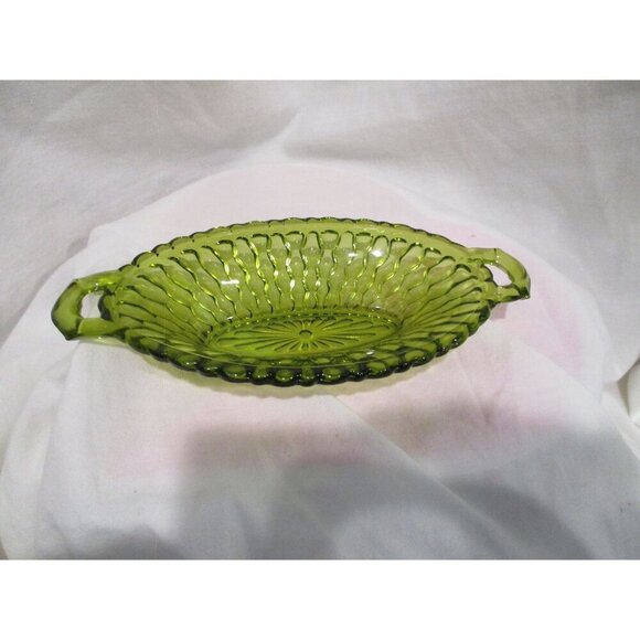 Vintage Dimpled‎ Green Glass Candy Dish or catch all - Picture 5 of 7